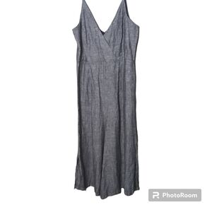 Tahari Women's Sz. 6 Black‎ & White Linen Crop Adjustable Straps Jumpsuit NWT